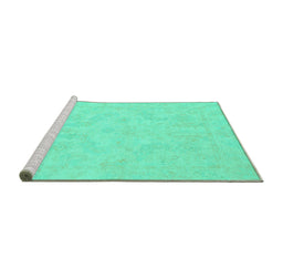 Sideview of Machine Washable Oriental Turquoise Modern Area Rugs, wshabs2653turq