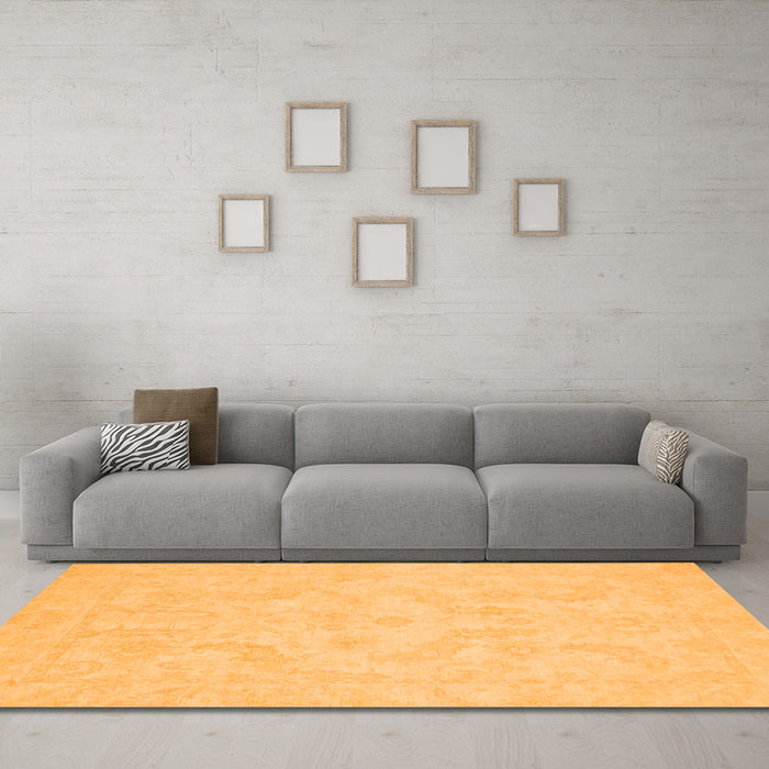 Machine Washable Oriental Orange Modern Area Rugs in a Living Room, wshabs2653org