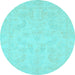 Round Oriental Light Blue Modern Rug, abs2653lblu