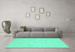 Machine Washable Oriental Turquoise Modern Area Rugs in a Living Room,, wshabs2653turq