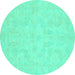 Round Machine Washable Oriental Turquoise Modern Area Rugs, wshabs2653turq