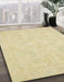 Abstract Brown Gold Oriental Rug in Family Room, abs2653