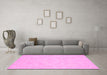 Machine Washable Oriental Pink Modern Rug in a Living Room, wshabs2653pnk