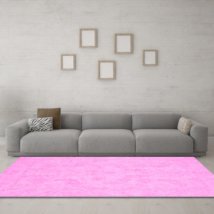 Machine Washable Oriental Pink Modern Rug in a Living Room, wshabs2653pnk