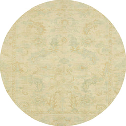 Round Abstract Brown Gold Oriental Rug, abs2653