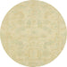 Round Abstract Brown Gold Oriental Rug, abs2653