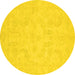 Round Machine Washable Oriental Yellow Modern Rug, wshabs2653yw