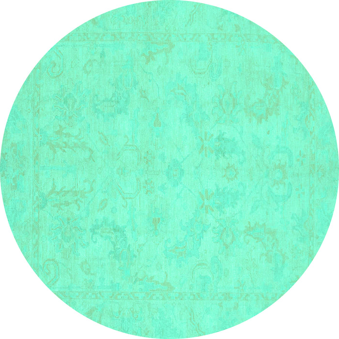 Round Oriental Turquoise Modern Rug, abs2653turq