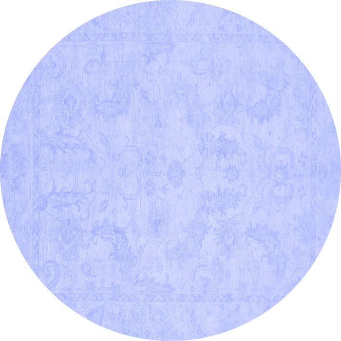 Round Machine Washable Oriental Blue Modern Rug, wshabs2653blu