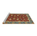 Sideview of Machine Washable Abstract Brass Green Rug, wshabs2654