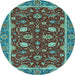 Round Oriental Light Blue Modern Rug, abs2654lblu