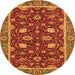 Round Machine Washable Oriental Orange Modern Area Rugs, wshabs2654org