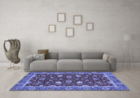 Machine Washable Oriental Blue Modern Rug, wshabs2654blu