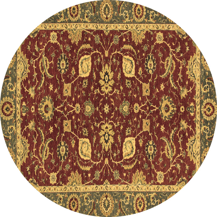 Round Machine Washable Oriental Brown Modern Rug, wshabs2654brn
