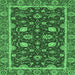 Square Machine Washable Oriental Emerald Green Modern Area Rugs, wshabs2654emgrn