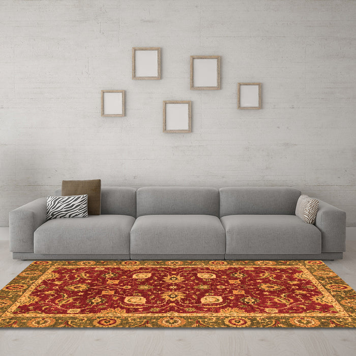 Machine Washable Oriental Orange Modern Area Rugs in a Living Room, wshabs2654org