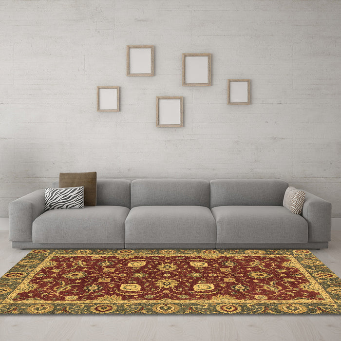 Machine Washable Oriental Brown Modern Rug in a Living Room,, wshabs2654brn