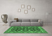 Machine Washable Oriental Emerald Green Modern Area Rugs in a Living Room,, wshabs2654emgrn