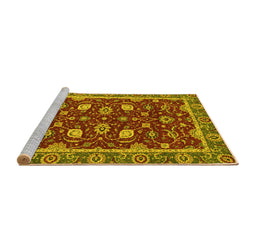 Sideview of Machine Washable Oriental Yellow Modern Rug, wshabs2654yw