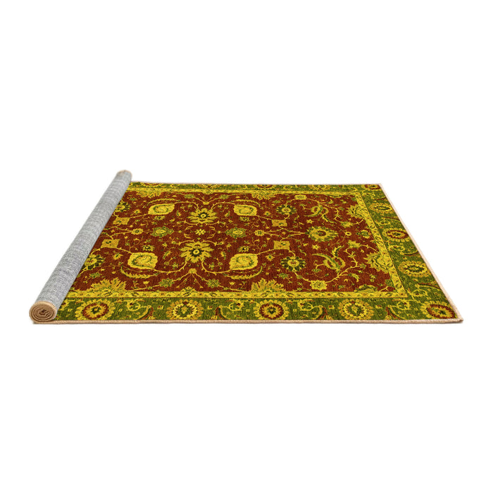Sideview of Machine Washable Oriental Yellow Modern Rug, wshabs2654yw