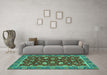 Machine Washable Oriental Turquoise Modern Area Rugs in a Living Room,, wshabs2654turq