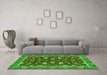 Machine Washable Oriental Green Modern Area Rugs in a Living Room,, wshabs2654grn