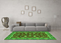 Machine Washable Oriental Green Modern Rug, wshabs2654grn