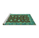 Sideview of Machine Washable Oriental Turquoise Modern Area Rugs, wshabs2654turq