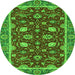 Round Machine Washable Oriental Green Modern Area Rugs, wshabs2654grn