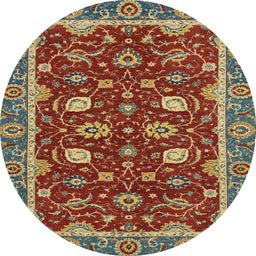 Round Machine Washable Abstract Brass Green Rug, wshabs2654