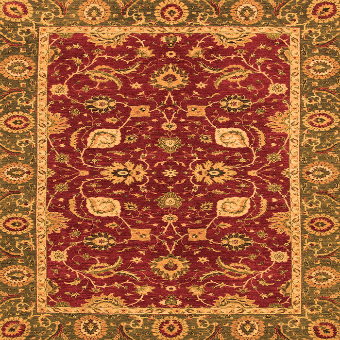 Square Machine Washable Oriental Orange Modern Area Rugs, wshabs2654org