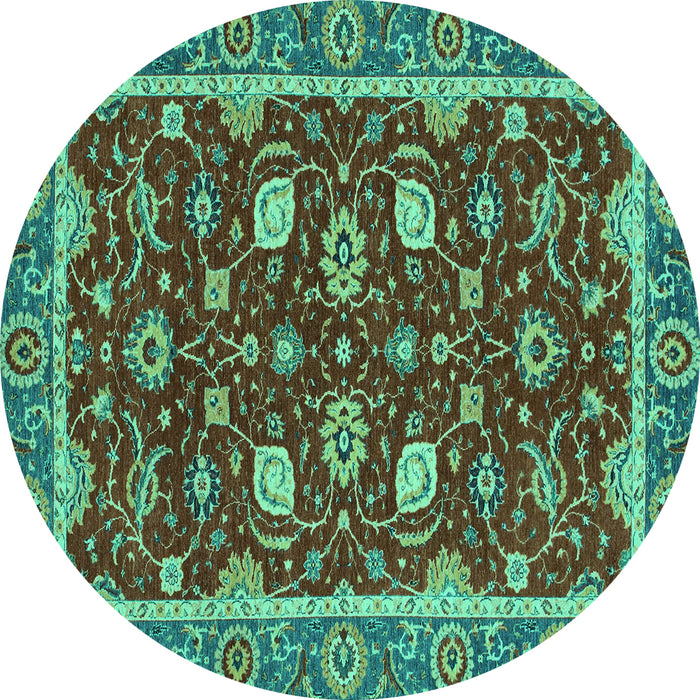 Round Oriental Turquoise Modern Rug, abs2654turq