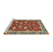 Sideview of Machine Washable Abstract Brass Green Rug, wshabs2655