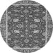 Round Machine Washable Oriental Gray Modern Rug, wshabs2655gry