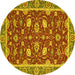 Round Machine Washable Oriental Yellow Modern Rug, wshabs2655yw