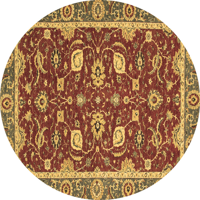 Round Machine Washable Oriental Brown Modern Rug, wshabs2655brn