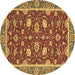 Round Machine Washable Oriental Brown Modern Rug, wshabs2655brn