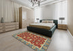 Machine Washable Abstract Brass Green Rug in a Bedroom, wshabs2655