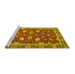 Sideview of Machine Washable Oriental Yellow Modern Rug, wshabs2655yw