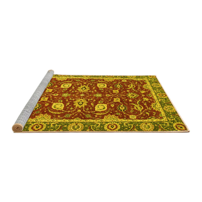Sideview of Machine Washable Oriental Yellow Modern Rug, wshabs2655yw
