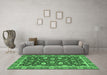 Machine Washable Oriental Emerald Green Modern Area Rugs in a Living Room,, wshabs2655emgrn