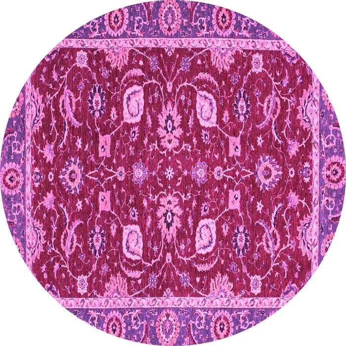 Round Oriental Pink Modern Rug, abs2655pnk