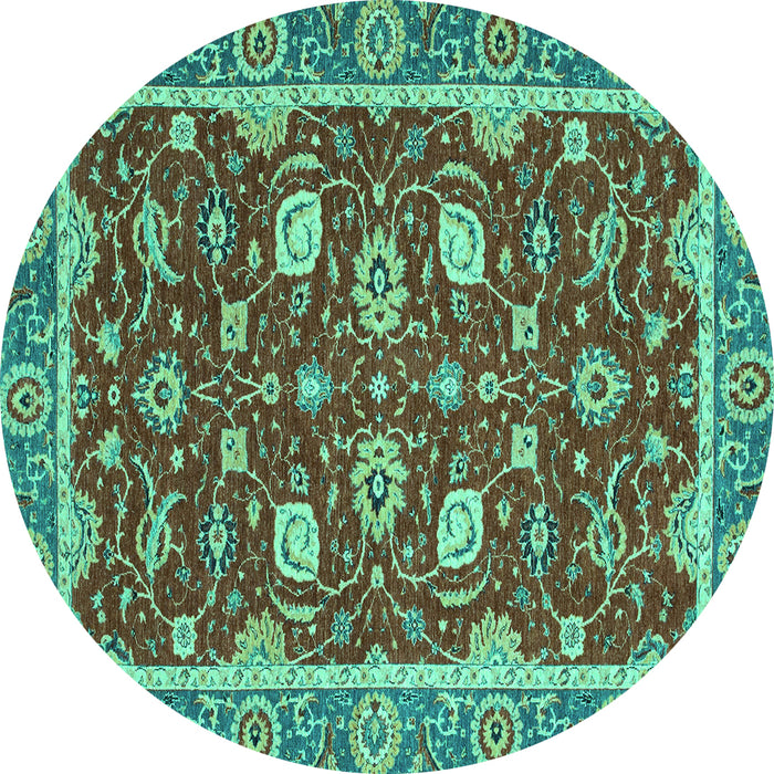 Round Oriental Turquoise Modern Rug, abs2655turq