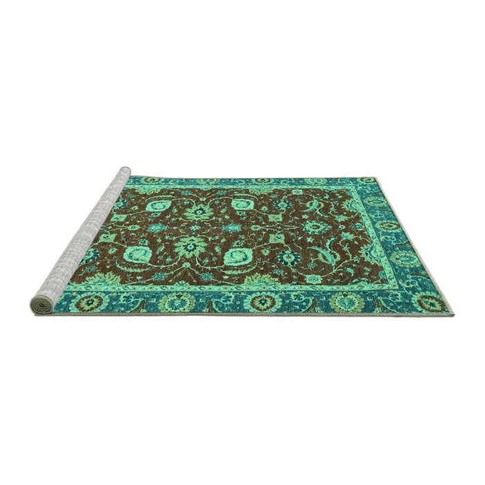 Sideview of Machine Washable Oriental Turquoise Modern Area Rugs, wshabs2655turq