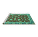 Sideview of Machine Washable Oriental Turquoise Modern Area Rugs, wshabs2655turq