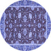 Round Machine Washable Oriental Blue Modern Rug, wshabs2655blu