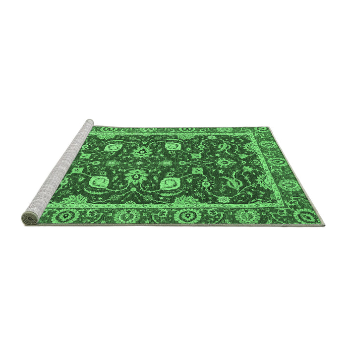 Sideview of Machine Washable Oriental Emerald Green Modern Area Rugs, wshabs2655emgrn