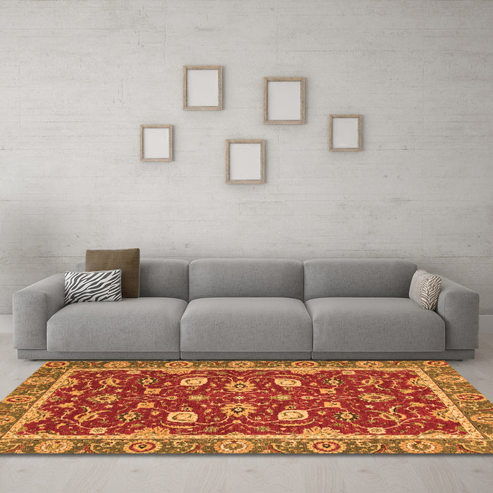 Machine Washable Oriental Orange Modern Area Rugs in a Living Room, wshabs2655org