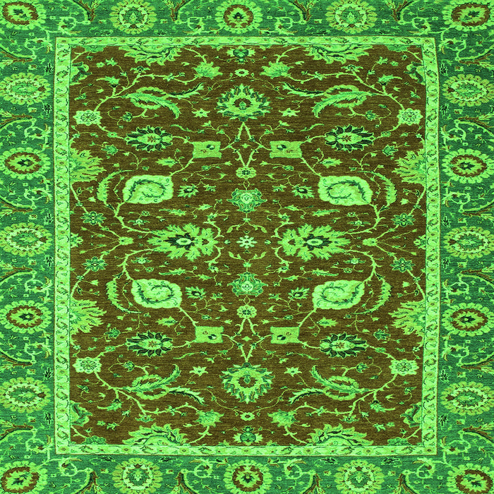 Square Machine Washable Oriental Green Modern Area Rugs, wshabs2655grn