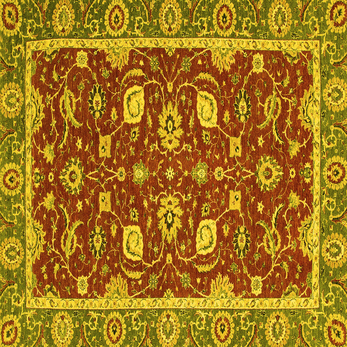 Square Machine Washable Oriental Yellow Modern Rug, wshabs2655yw